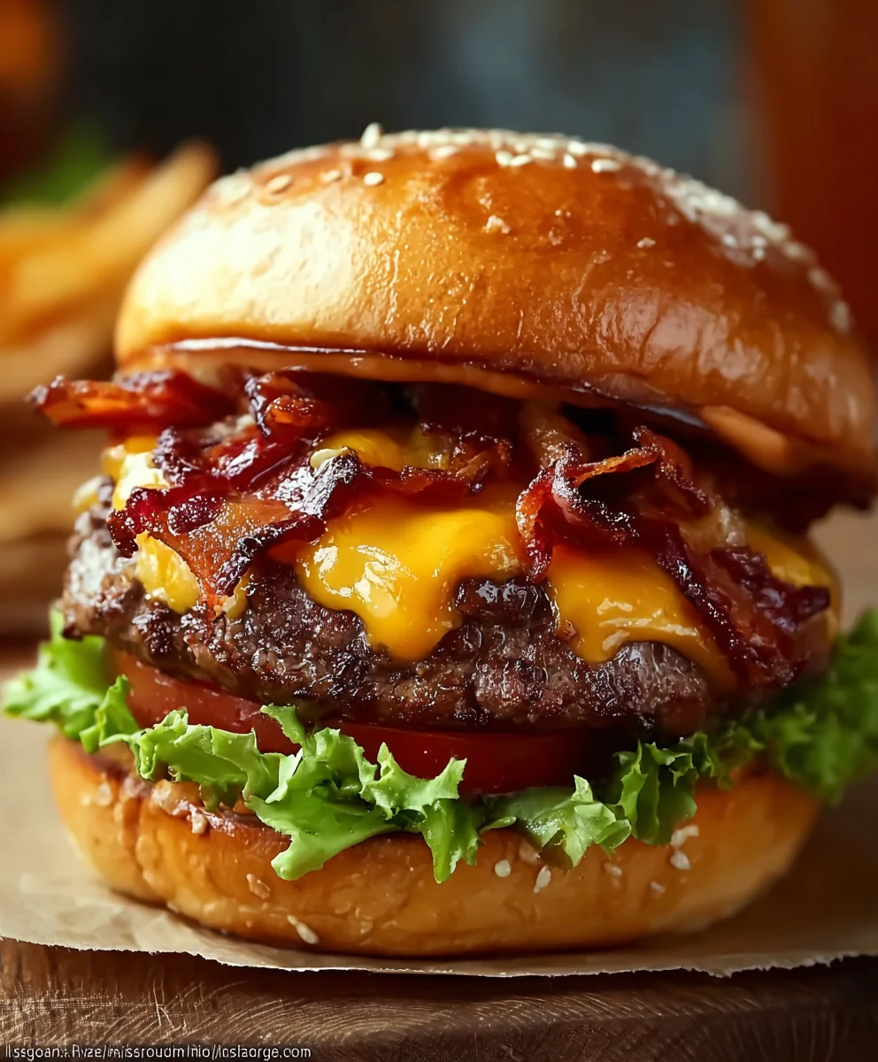 Cheesy Beef Beef Bacon Burger-Ultimate Flavor Bomb